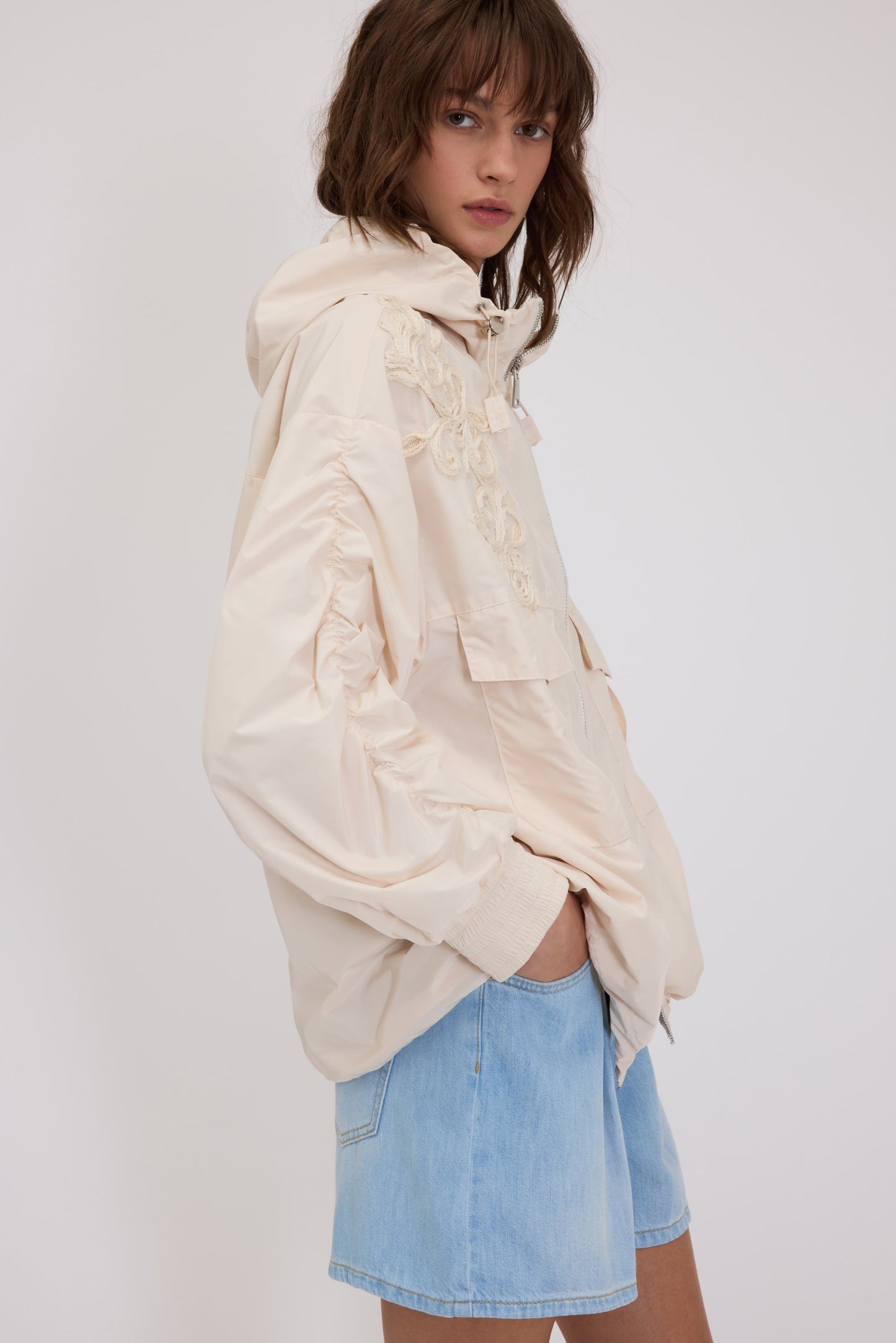 PARKA IN TAFFETÀ FP BOUTIQUE CON CAPPUCCIO E RICAMO CORNELY