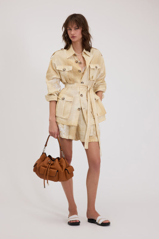 GIACCA IN LINO SAHARAN DI FP BOUTIQUE CON STAMPA FLOREALE SFUMATA