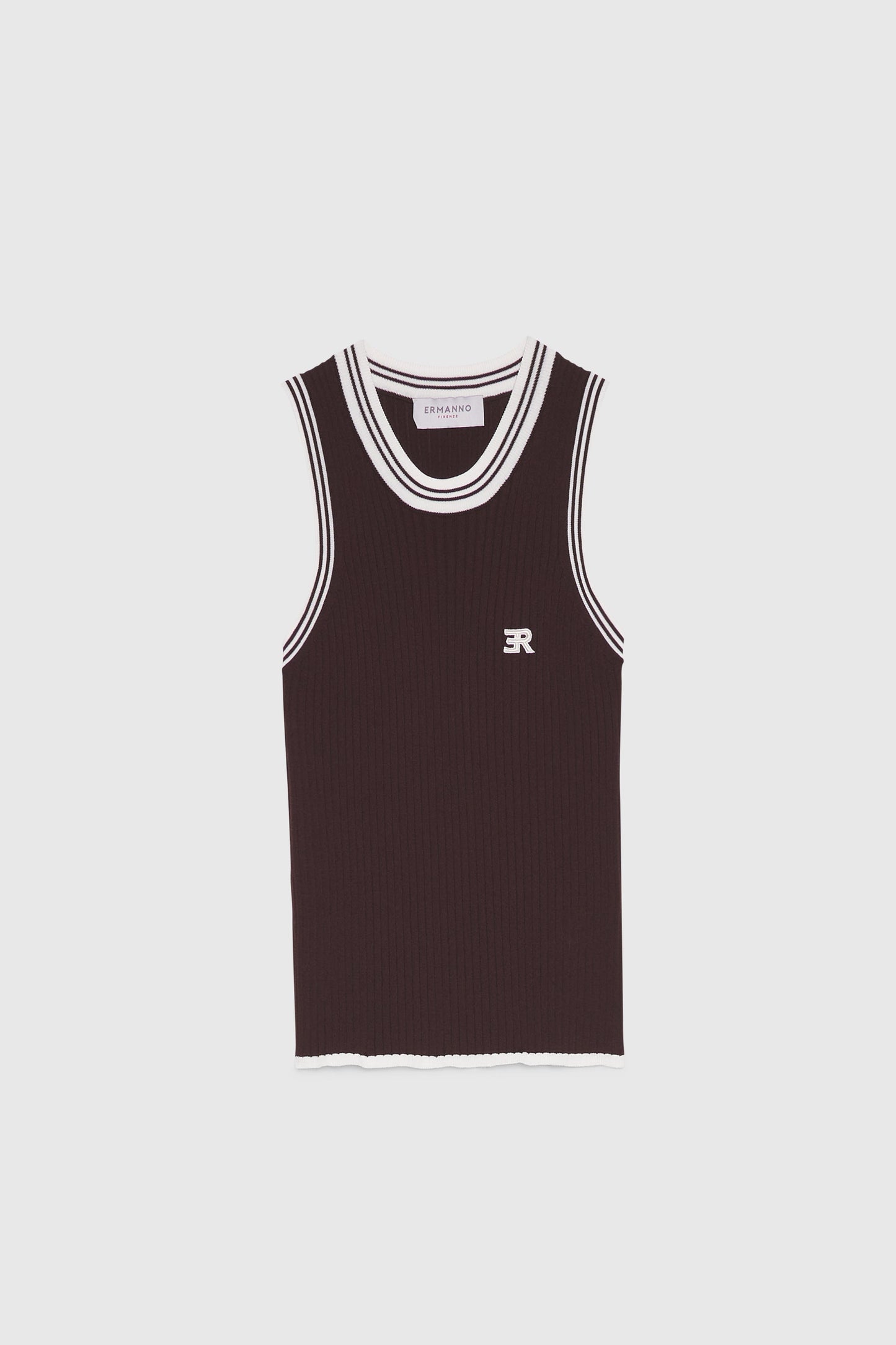 FP BOUTIQUE KNIT RIBBED VEST WITH STRIPED TRIMS AND LOGO