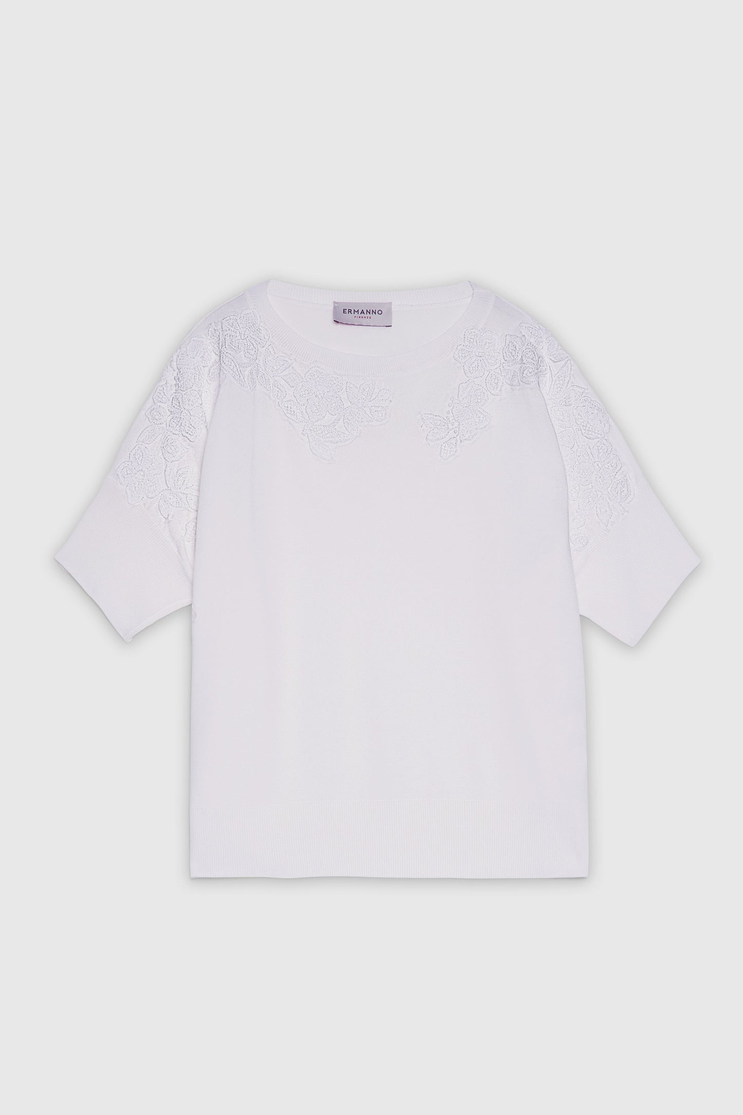 MAGLIONE FP BOUTIQUE IN VISCOSA LEGGERA CON RICAMO FLOREALE