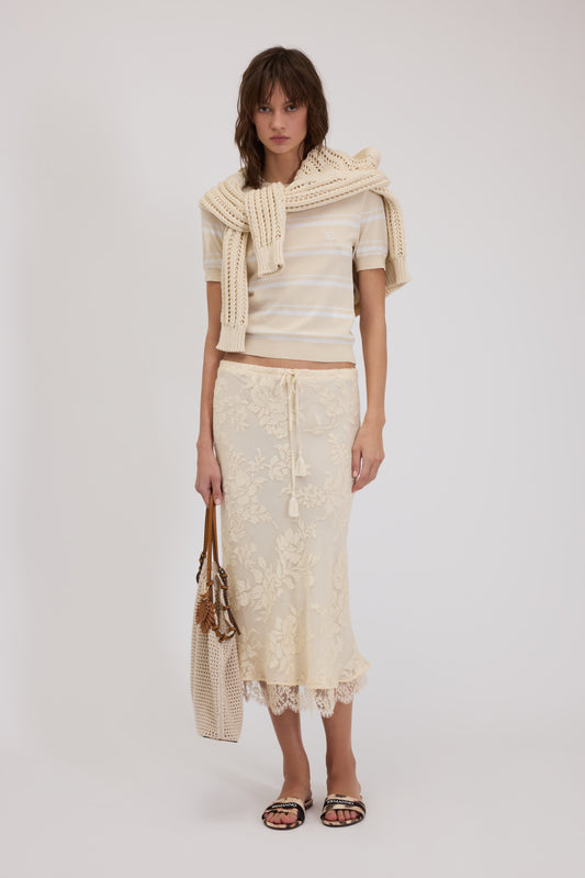 GONNA MIDI IN RASO DEVORÉ CON FIORI FP BOUTIQUE