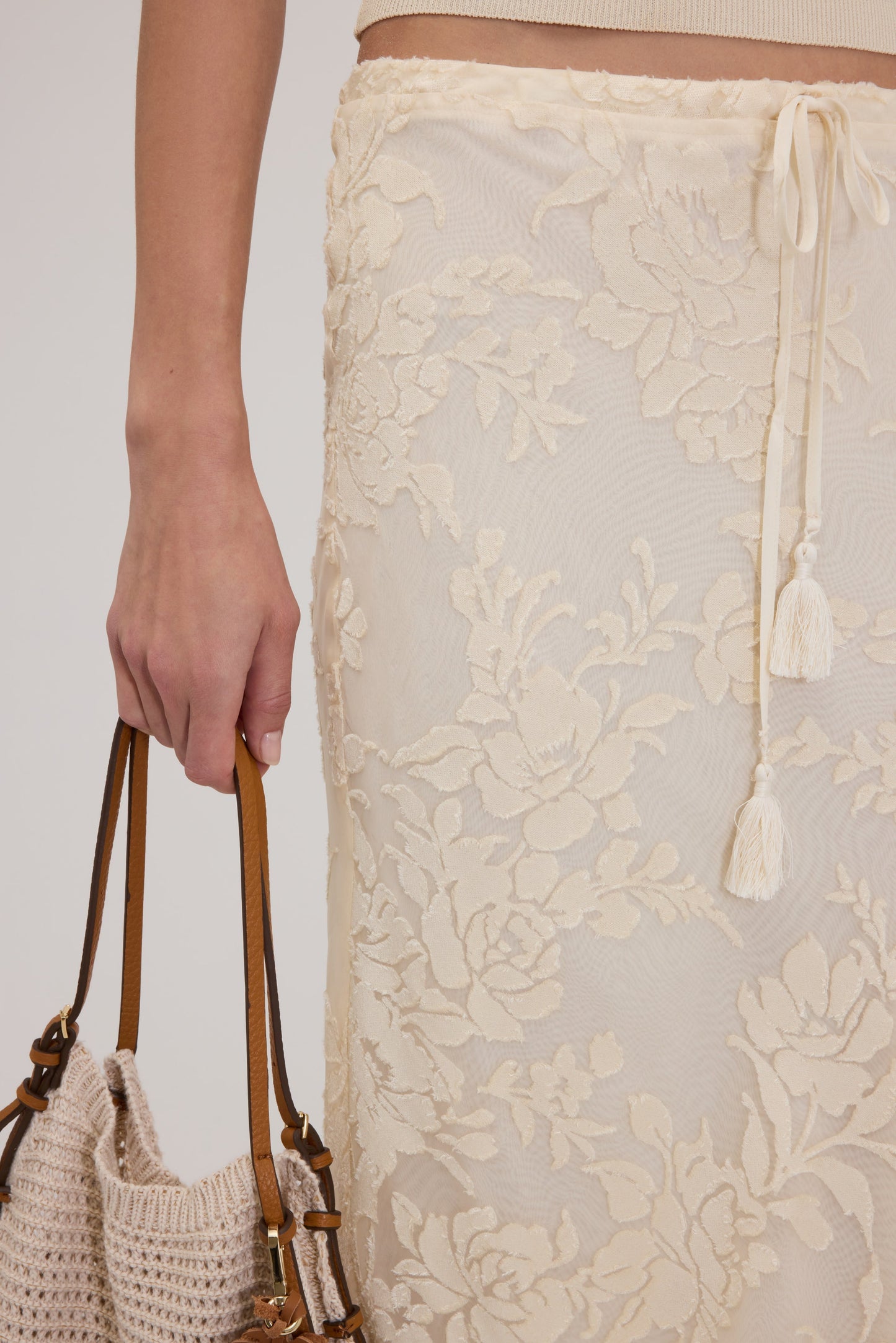 GONNA MIDI IN RASO DEVORÉ CON FIORI FP BOUTIQUE