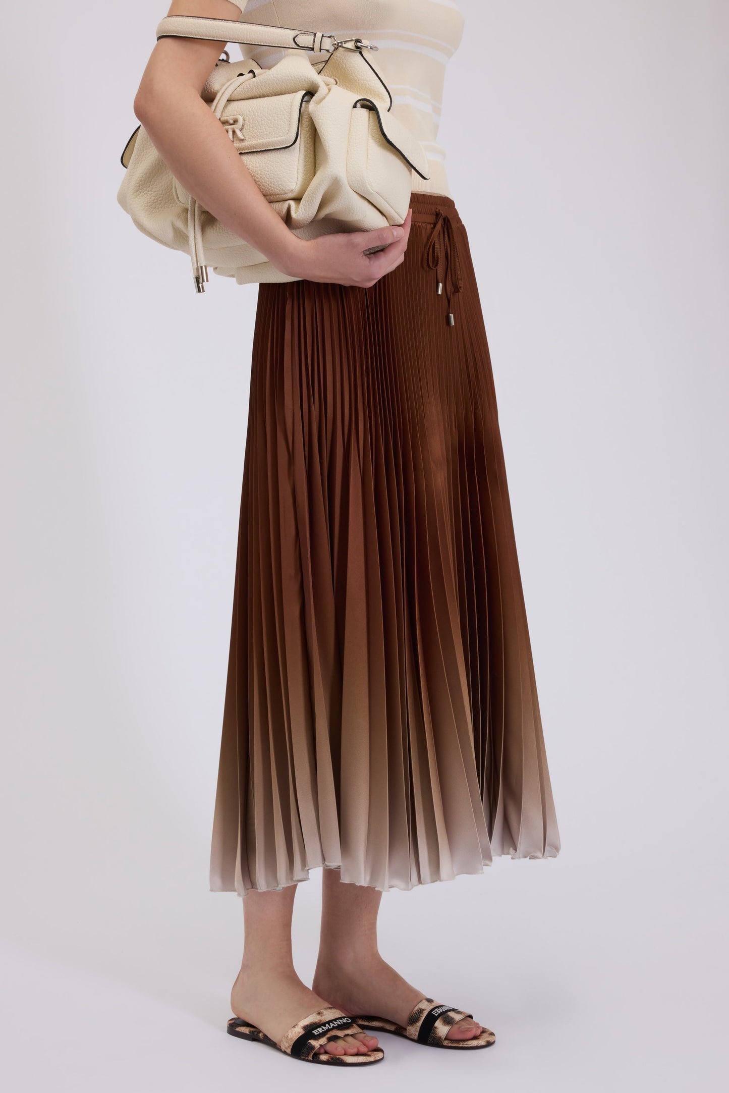 GONNA MIDI IN RASO CON STAMPA TROPICALE DI FP BOUTIQUE